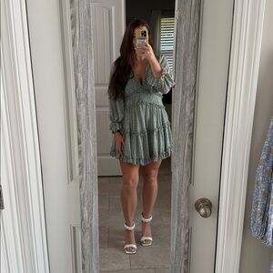 Chic Long Sleeve Green Dress